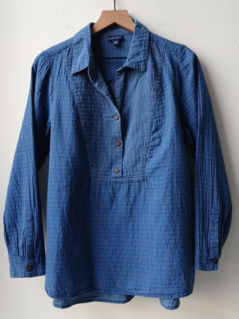 J. Jill Popover Blouse Dark Indigo White Women's Medium